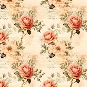Peach & Ivory Roses on Paper - small
