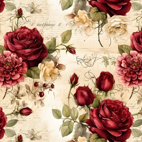 Red Roses on Paper - large