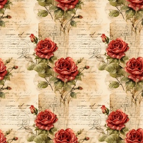 Red Roses on Paper - medium