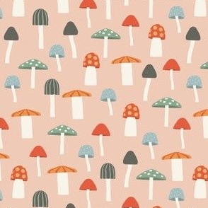 (small scale) Mushrooms - multi on blush - LAD23