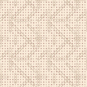 Word Hunt Pattern - Dusty rose on antique white | Retro Love by Bianca Perez