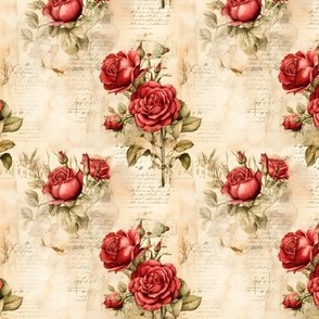 Red Roses on Paper - small