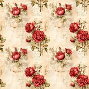 Red Roses on Paper - medium