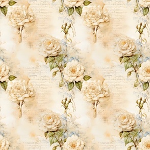 Ivory Roses on Paper - medium
