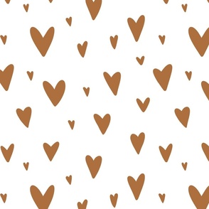 Cute Hearts rust on white- large scale 