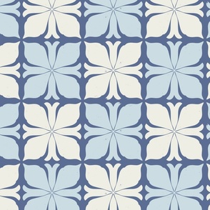 Block Print Lotus Tile in Blue Nova 825