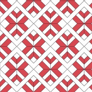 Red and White Retro Geometric Bricks