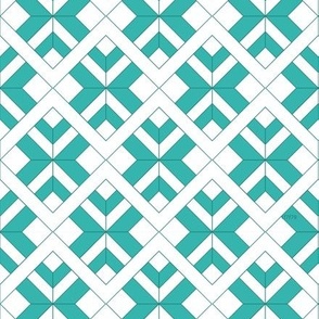 Turquoise and White Retro Geometric Bricks
