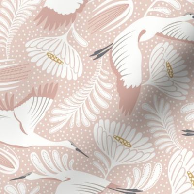 Serene Skies - Crane Floral Blush Pink Ivory Regular
