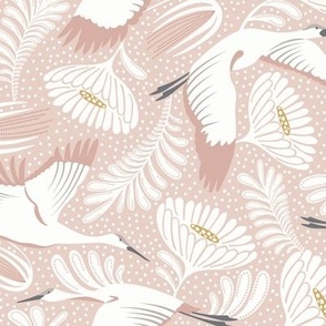 Serene Skies - Crane Floral Blush Pink Ivory Regular
