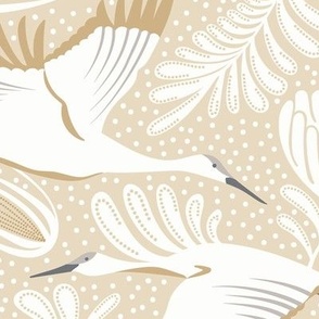 Serene Skies - Crane Floral Sand Ivory Large