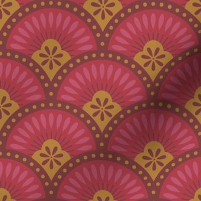 Red Scallop, 4in, Art Deco Wallpaper, burgundy red, red Scallop, red Scale, Seashell, burgundyred, auburn, elegant style, red scales, Glamour Home, Luxury Fabric, dotsandglory