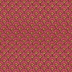 Red Scallop, 2in, Art Deco Wallpaper, burgundy red, red Scallop, red Scale, Seashell, burgundyred, auburn, elegant style, red scales, Glamour Home, Luxury Fabric, dotsandglory