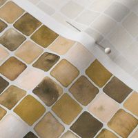 small - Yellow brick hand-painted watercolor square tiles - shades of yellow_ brown and beige