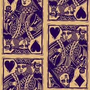 Queen King Card Block Print - 2-Color Deep Purple Gold