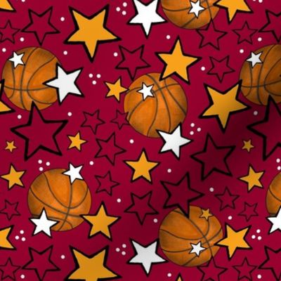 Medium Scale Team Spirit Basketball with Stars in Miami Heat Red and Yellow