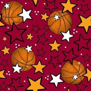 Medium Scale Team Spirit Basketball with Stars in Miami Heat Red and Yellow