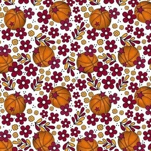Small Scale Team Spirit Basketball Floral in Miami Heat Red and Yellow