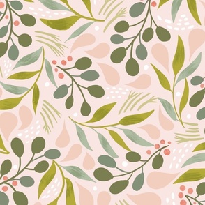 Laura Leafy Pink wallpaper scale