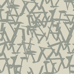 Modern Tribal Marks Geometric Pattern - Neutral Khaki Cream