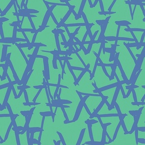 Geometric Marks Tribal Pattern - Mint Green and Periwinkle Blue 