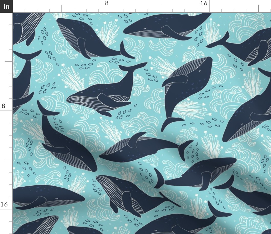 Blockprint Whale Swim_ Pool