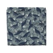 Blockprint Whale Swim_ Slate