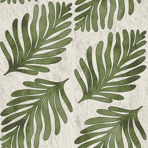 (L) Tropical Leaves // Green on Grunge Ivory