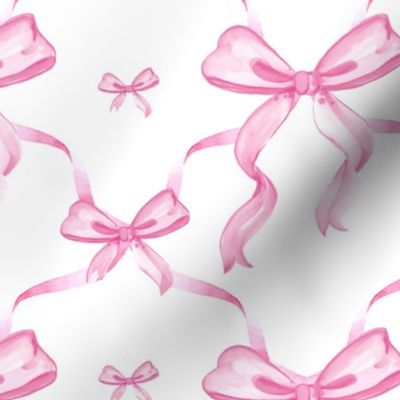 Coquette Pink Bow and Ribbon Pattern in Watercolor