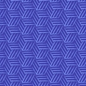 [XS] Hexagonal weave hand drawn lines - cornflower on dark blue mini abstract geometric
