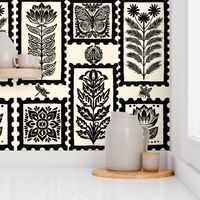 Monochrome Garden Block Print Cream