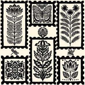 Monochrome Garden Block Print Cream