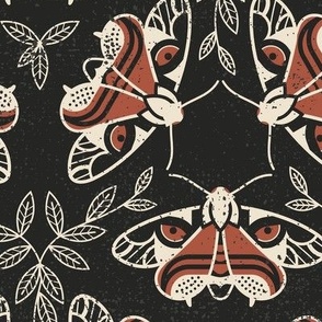 Tiger Moth Block Print - Salsa Dancing Red - xl