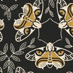 Tiger Moth Block Print - Gingerbread - xl