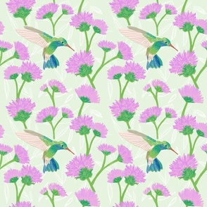 Hummingbird and Flowers - Medium