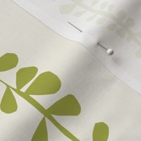 Spring Papercut Scandinavian green Branches on linen