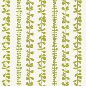 Spring Papercut Scandinavian green Branches on linen