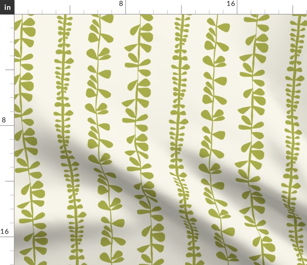 Spring Papercut Scandinavian green Branches on linen