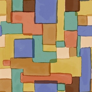 Retro batik, blocks - large scale