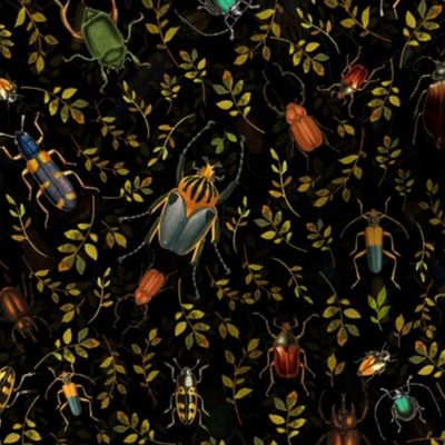 12" Costumer Request Nostalgic Retro Bugs: Fabric, Beetle, and Gothic Moody Wallpaper for Insects Mystic Goth Home Decor