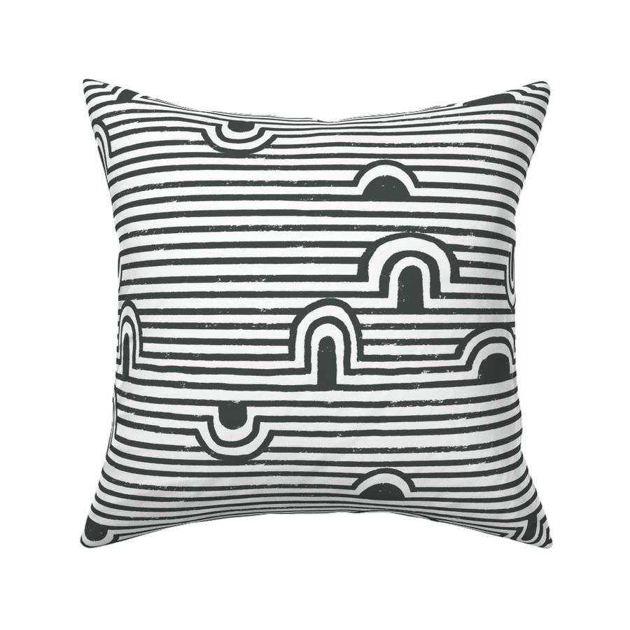 Modern Stripes in Charcoal, Arches and curves, LARGE