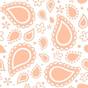 Large Scale Playful Paisley Pantone Peach Fuzz Color of The Year 2024
