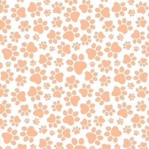 Small Scale Peach Fuzz Puppy Dog Paw Prints Pantone Color of The Year 2024