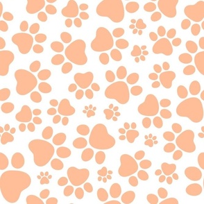 Large Scale Peach Fuzz Puppy Dog Paw Prints Pantone Color of The Year 2024
