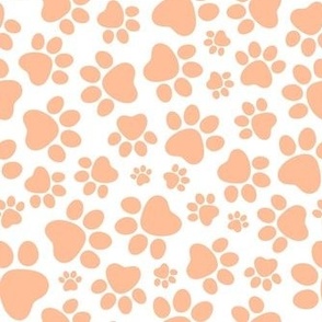 Medium Scale Peach Fuzz Puppy Dog Paw Prints Pantone Color of The Year 2024