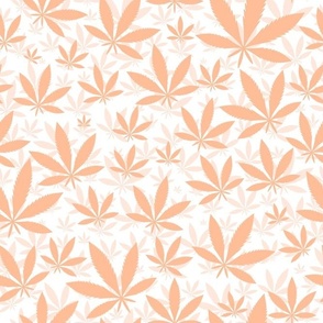 Large Scale Marijuana Cannabis Leaves in Pantone Peach Fuzz 2024 Color of The Year