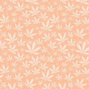 Small Scale Marijuana Cannabis Leaves in Pantone Peach Fuzz 2024 Color of The Year