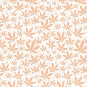 Small Scale Marijuana Cannabis Leaves in Pantone Peach Fuzz 2024 Color of The Year