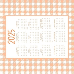 2024 Calendar Peach Fuzz Gingham for Tea Towel or Wall Hanging