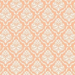 Small Scale Peach Fuzz Damask in Pantone Peach Fuzz Color of The Year 2024
